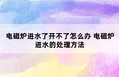 电磁炉进水了开不了怎么办 电磁炉进水的处理方法